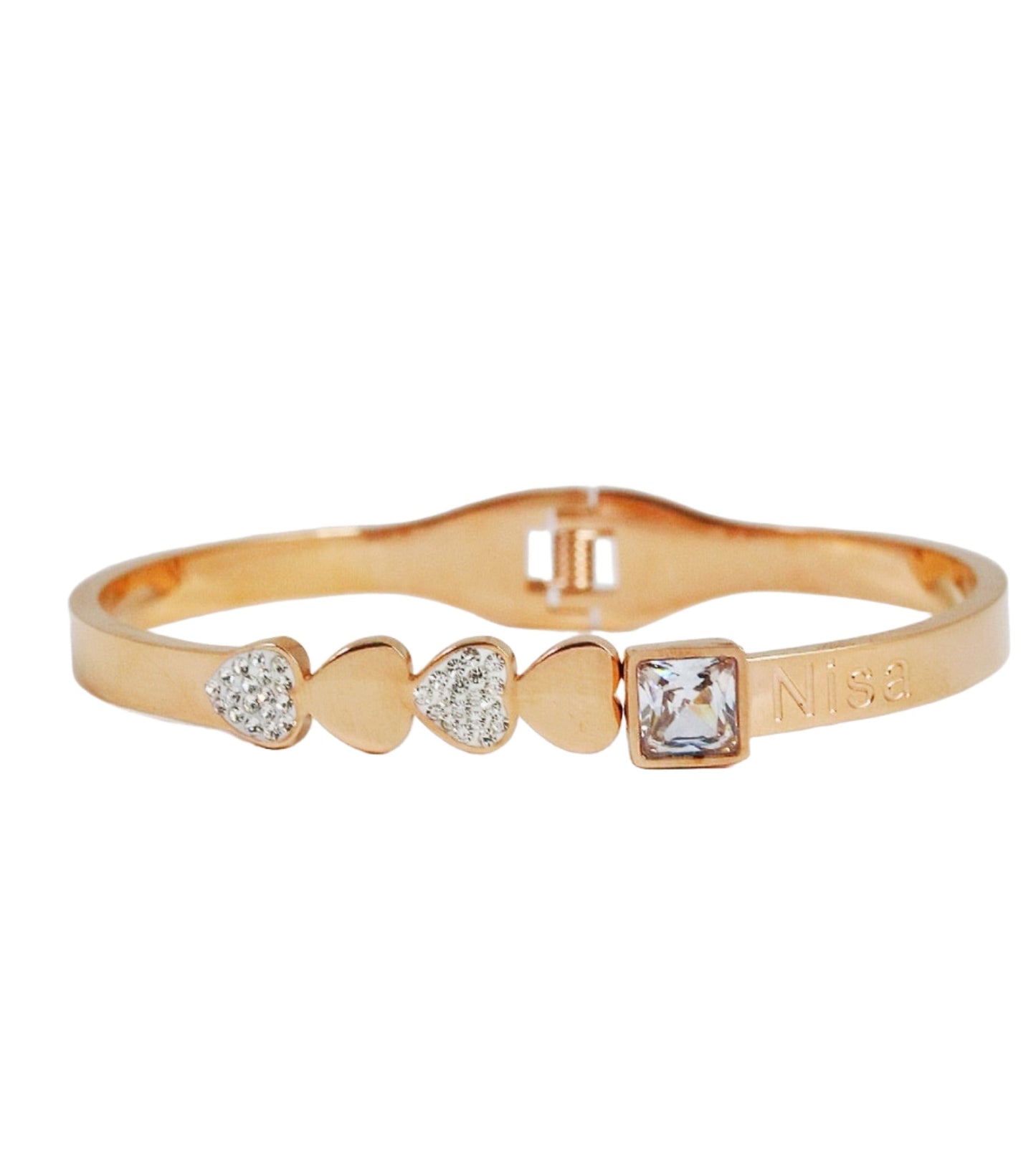 P-Nisa Premium Rose-Gold Polish Heart Design With Diamond Studded Bracelet For Women and Girls