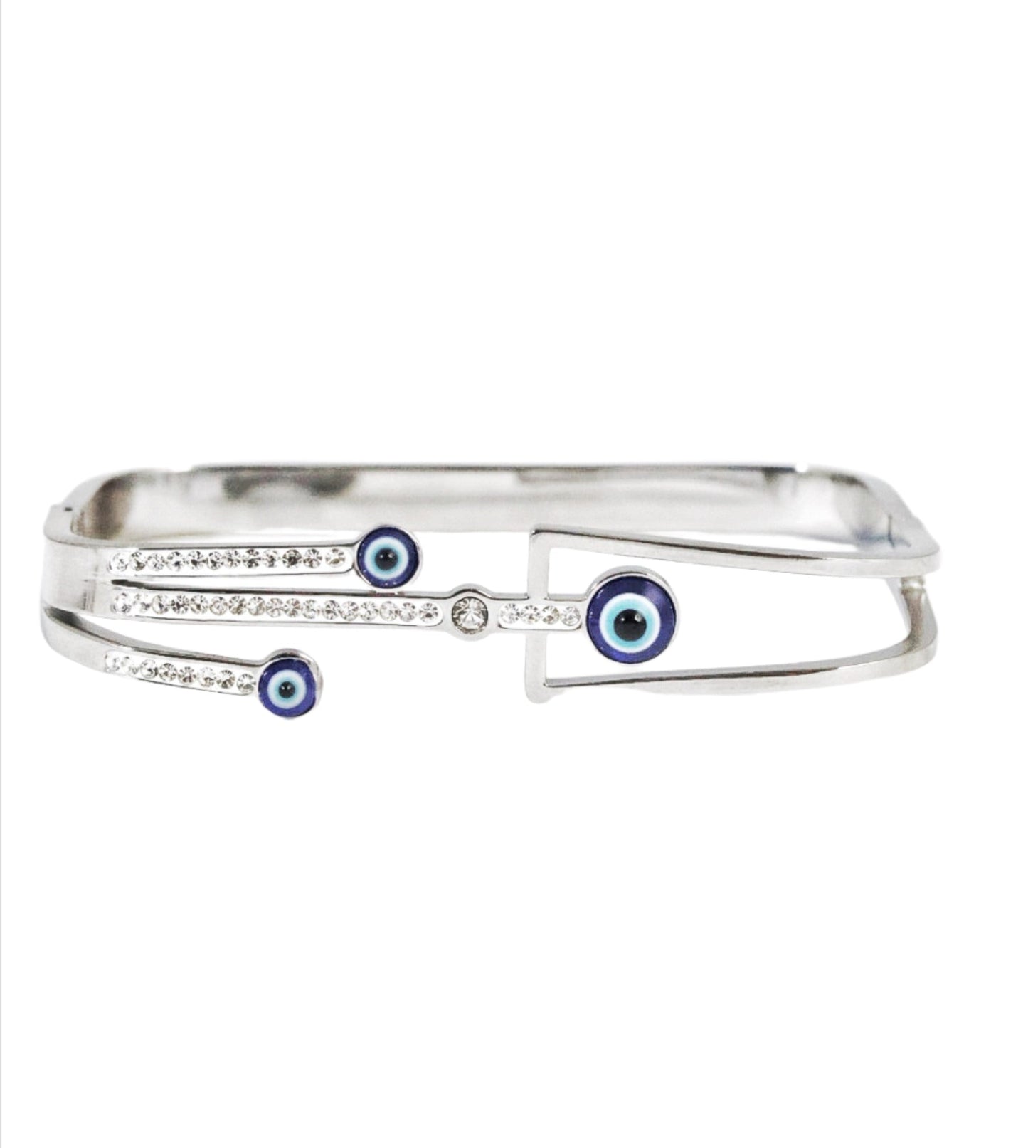 P-Nisa Premium Silver Polish Evil-Eye Design With Diamond Studded Bracelet For Women and Girls