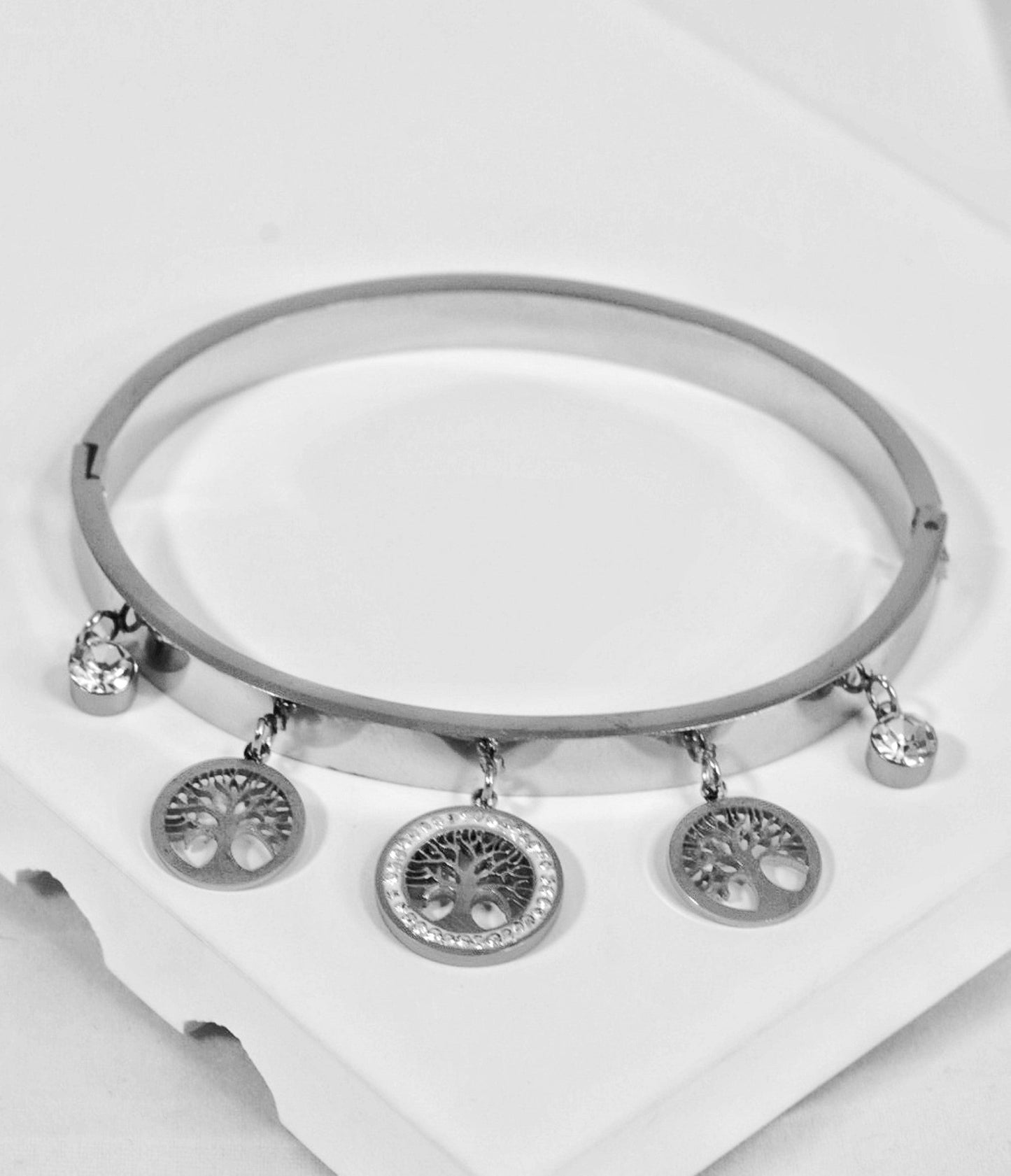 P-Nisa Premium Silver-Polish Hanging Tree Shape Design With Diamond Studded Bracelet For Women and Girls