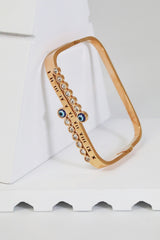 Nisa Premium Rose-Gold Polish Evil-Eye Design With Diamond Studded Bracelet For Women and Girls