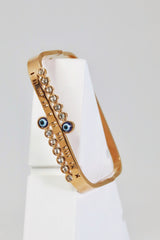 Nisa Premium Rose-Gold Polish Evil-Eye Design With Diamond Studded Bracelet For Women and Girls