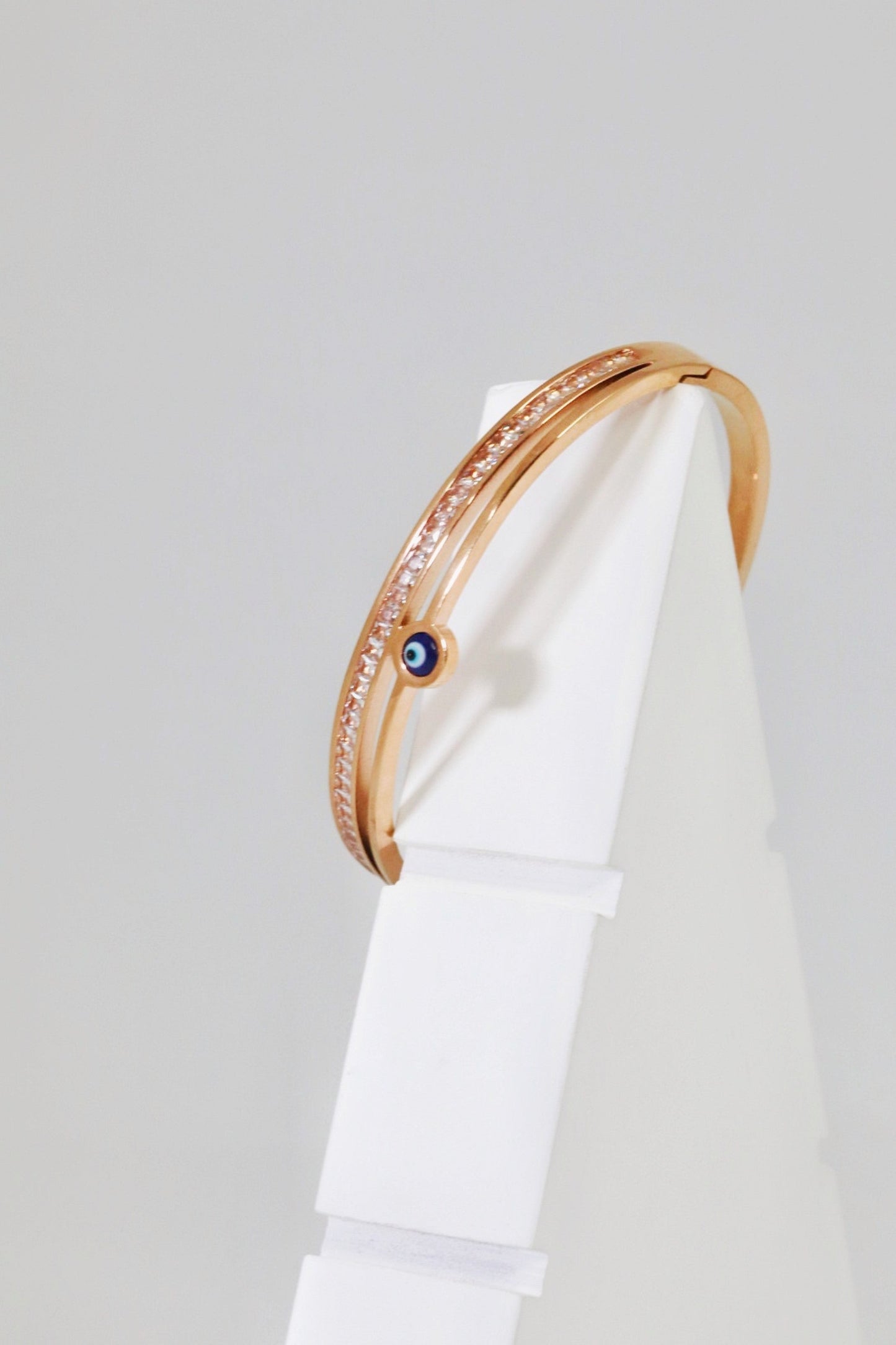 P-Nisa Premium Rose-Gold Polish Evil-Eye Design With Diamond Studded Bracelet For Women and Girls