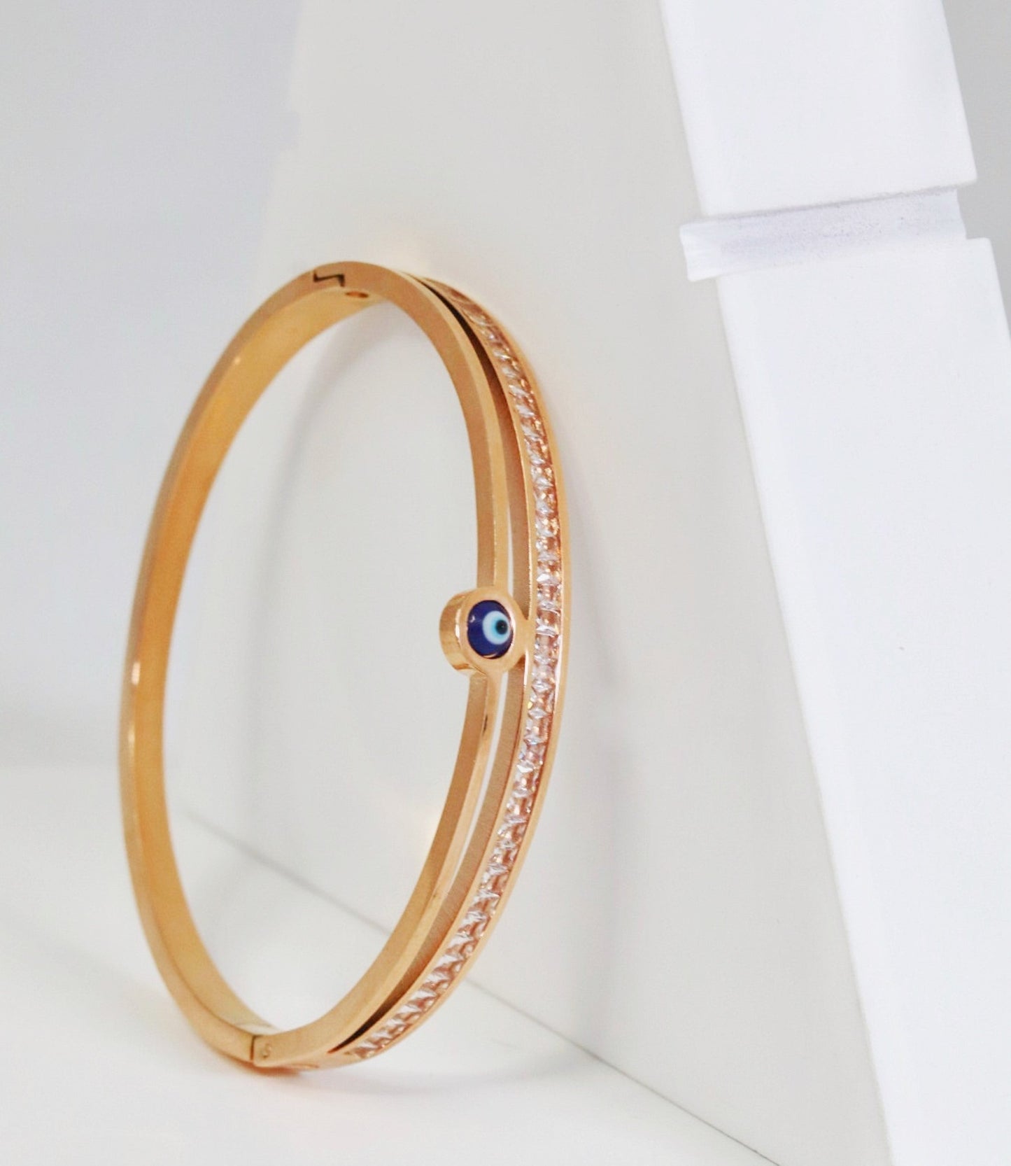 P-Nisa Premium Rose-Gold Polish Evil-Eye Design With Diamond Studded Bracelet For Women and Girls