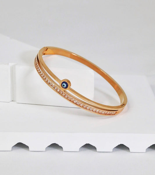 P-Nisa Premium Rose-Gold Polish Evil-Eye Design With Diamond Studded Bracelet For Women and Girls