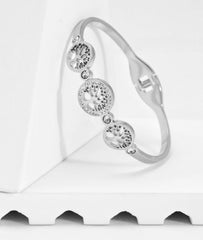 Nisa Premium Silver Polish Tree Design With Diamond Studded Bracelet For Women and Girls
