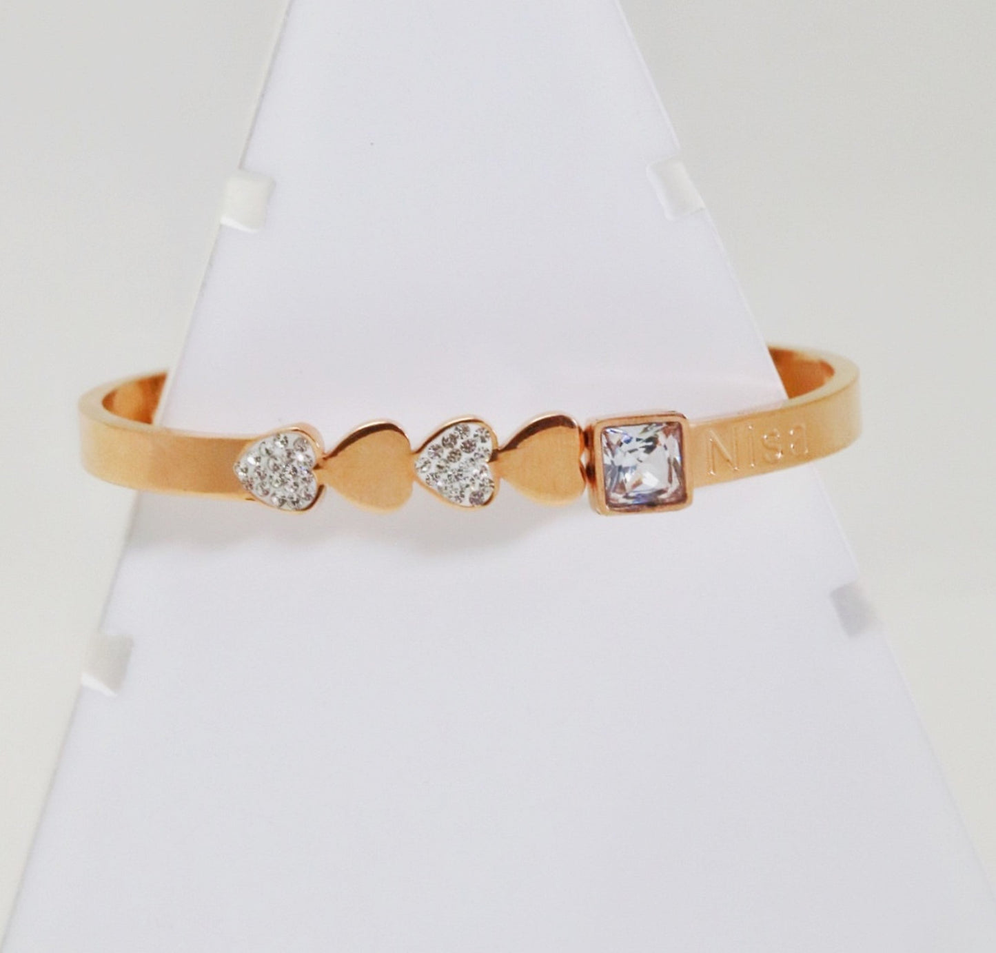 P-Nisa Premium Rose-Gold Polish Heart Design With Diamond Studded Bracelet For Women and Girls