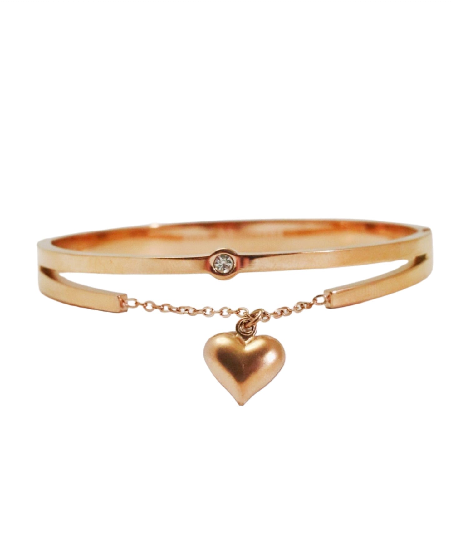 P-Nisa Premium Rose-Gold Polish Hanging-Heart Design With Diamond Studded Bracelet For Women and Girls