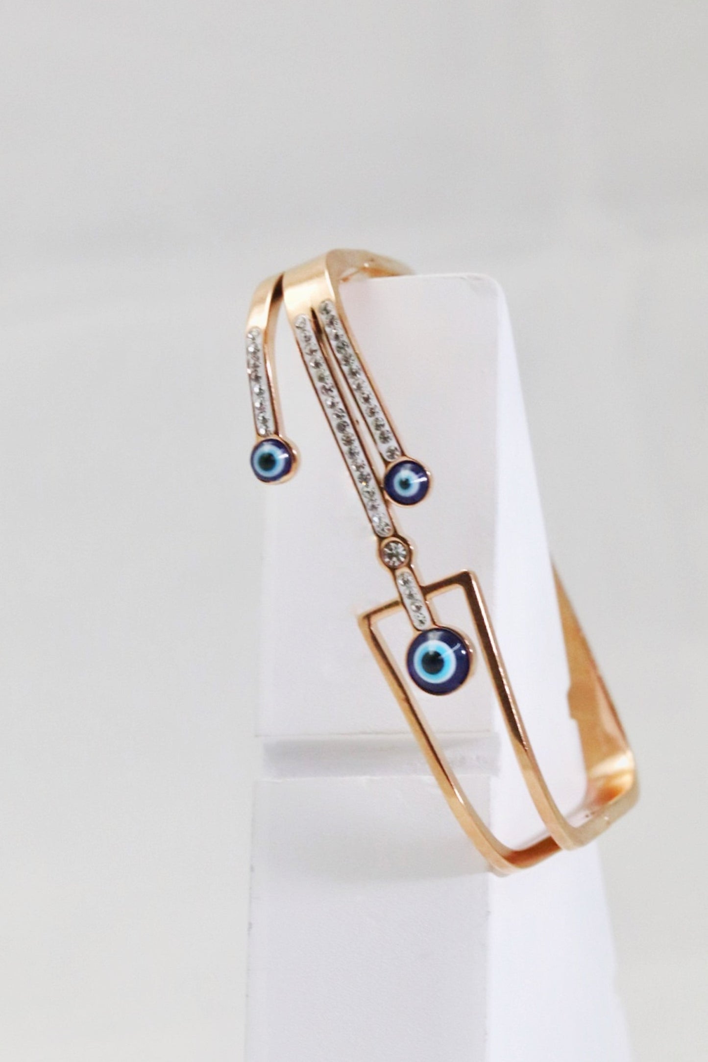 P-Nisa Premium Rose-Gold Polish Evil-Eye Design With Diamond Studded Bracelet For Women and Girls