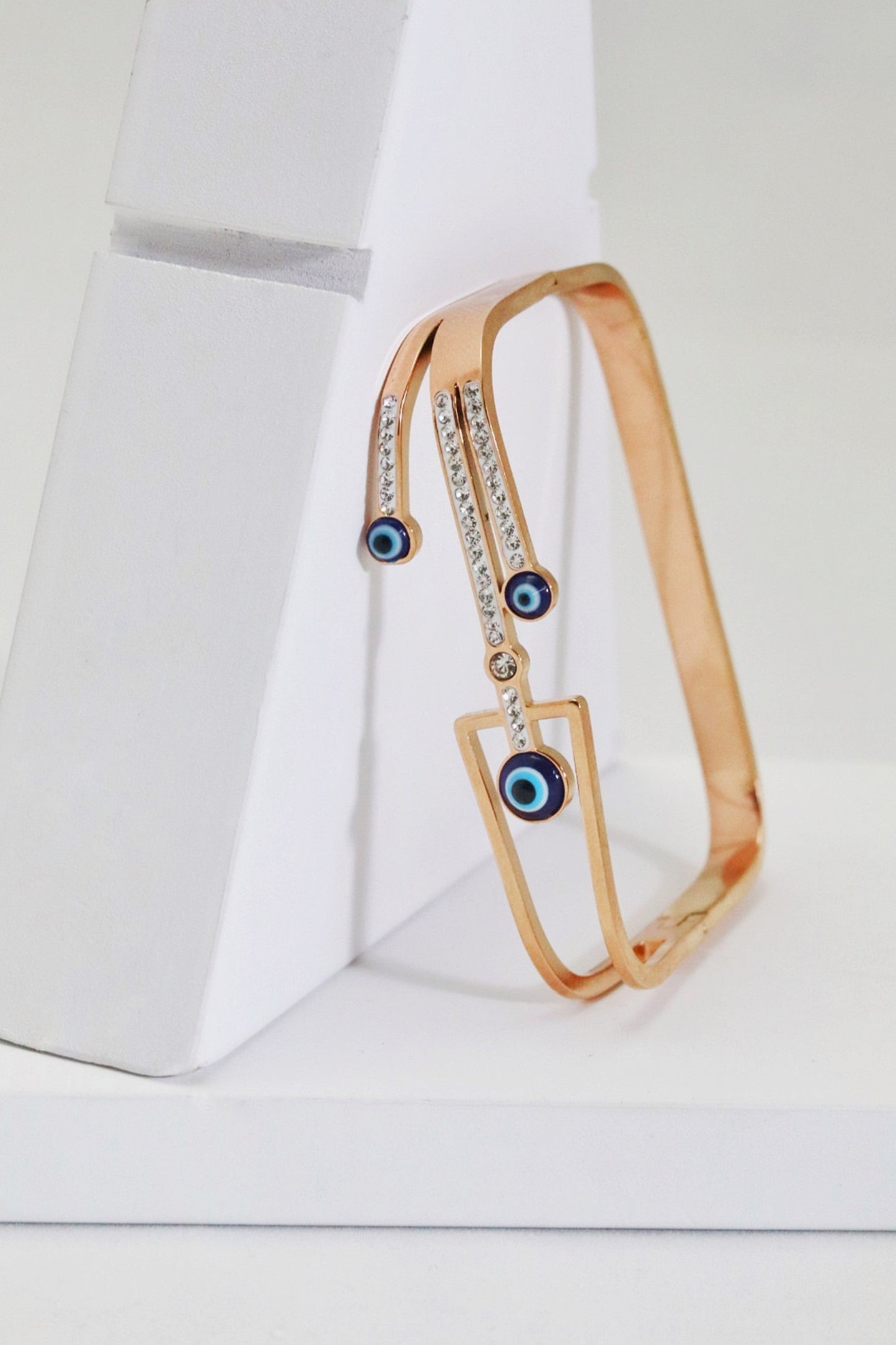 P-Nisa Premium Rose-Gold Polish Evil-Eye Design With Diamond Studded Bracelet For Women and Girls