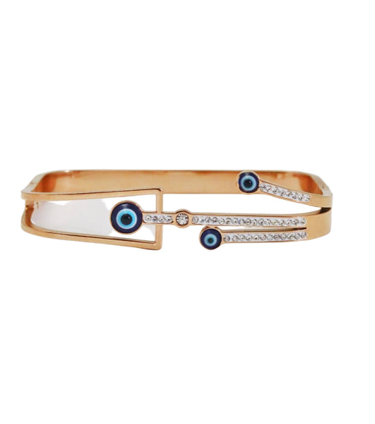 P-Nisa Premium Rose-Gold Polish Evil-Eye Design With Diamond Studded Bracelet For Women and Girls