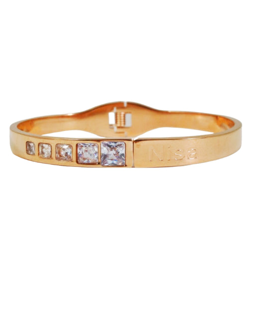 P-Nisa Premium Rose-Gold Polish Delicate Design With Diamond Studded Bracelet For Women and Girls