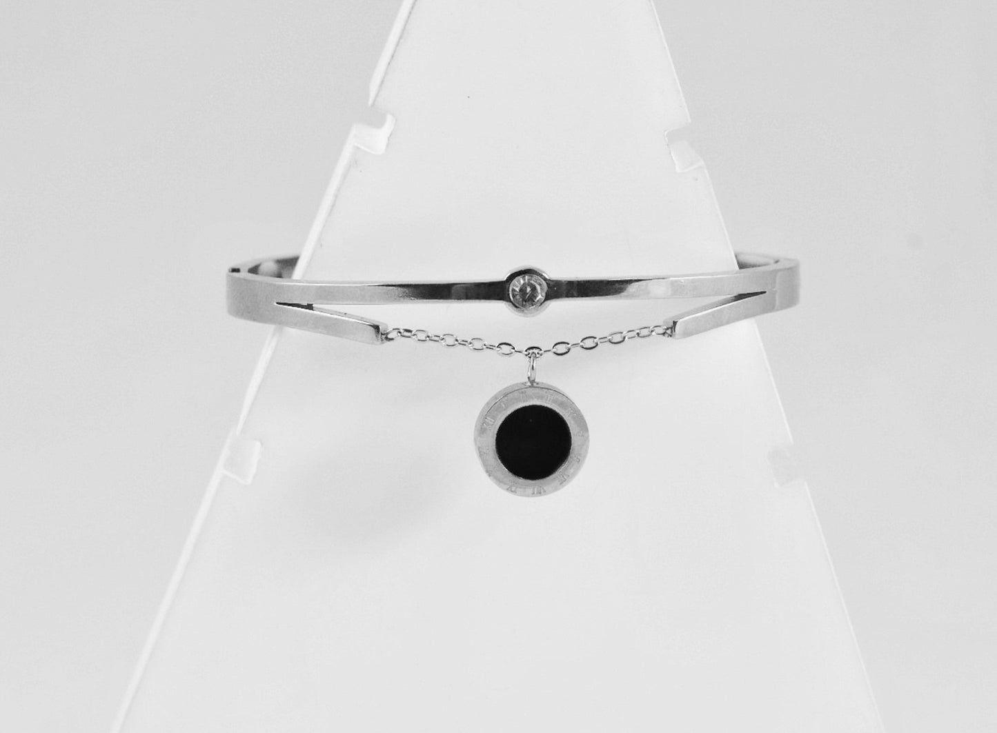 P-Nisa Premium Silver Polish Hanging Roman Numbers Design With Daimond And Ceramic Studded Bracelet For Women and Girls