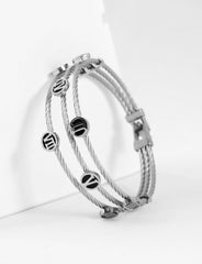 Nisa Premium Silver-Polish Roman-Numbers Rings Design In Wire Bracelet For Women and Girls