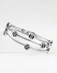 Nisa Premium Silver-Polish Roman-Numbers Rings Design In Wire Bracelet For Women and Girls