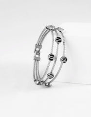 Nisa Premium Silver-Polish Roman-Numbers Rings Design In Wire Bracelet For Women and Girls