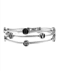 Nisa Premium Silver-Polish Roman-Numbers Rings Design In Wire Bracelet For Women and Girls