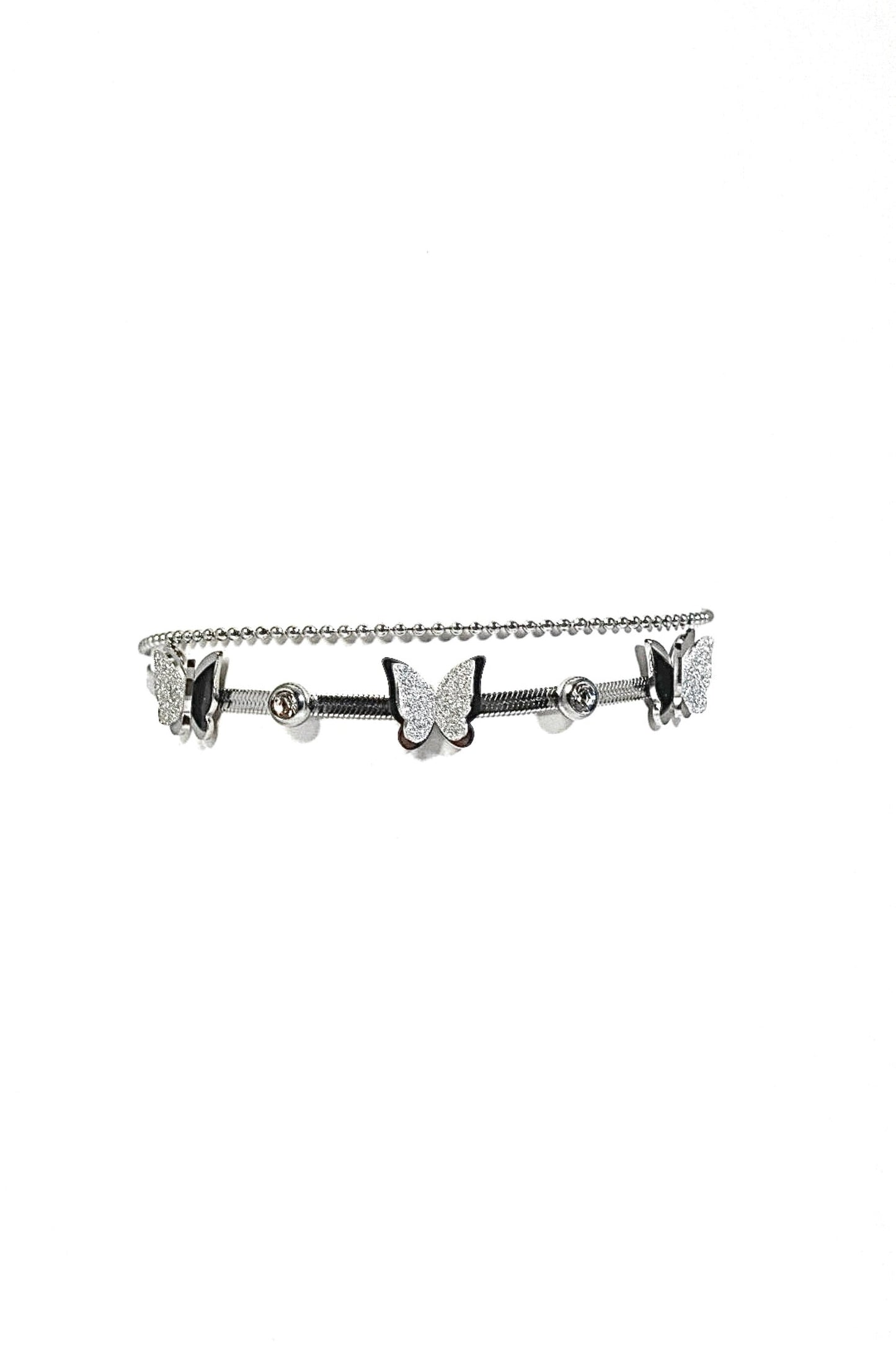 P-Nisa Premium Silver Polish Delicate Butterfly Design With Diamond Studded Bracelet For Women and Girls
