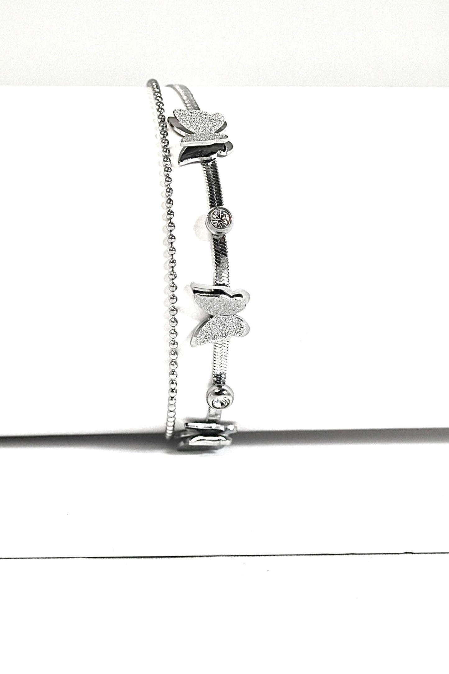 P-Nisa Premium Silver Polish Delicate Butterfly Design With Diamond Studded Bracelet For Women and Girls