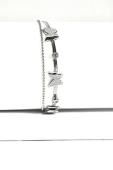 Nisa Premium Silver Polish Delicate Butterfly Design With Diamond Studded Bracelet For Women and Girls