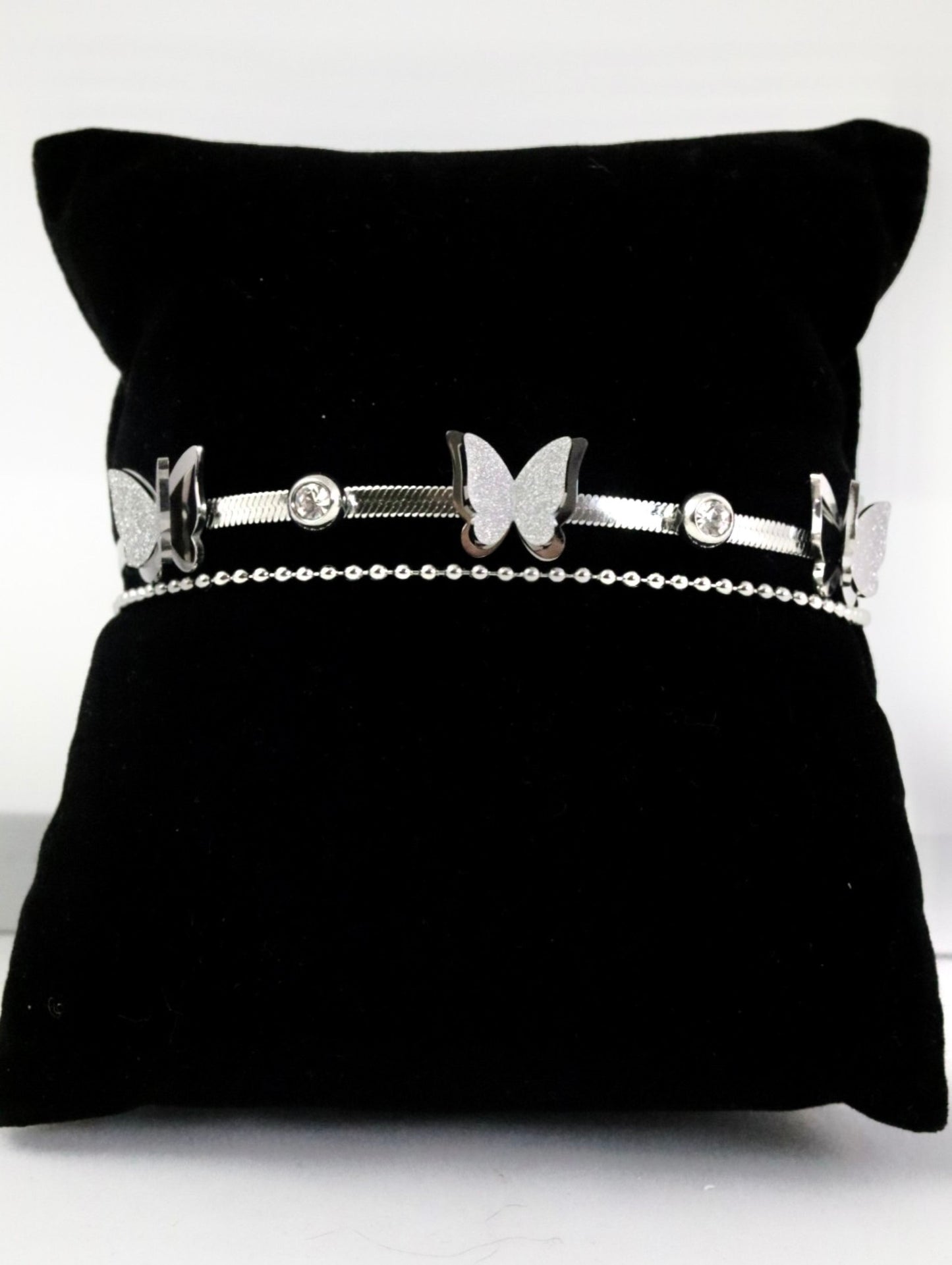 P-Nisa Premium Silver Polish Delicate Butterfly Design With Diamond Studded Bracelet For Women and Girls