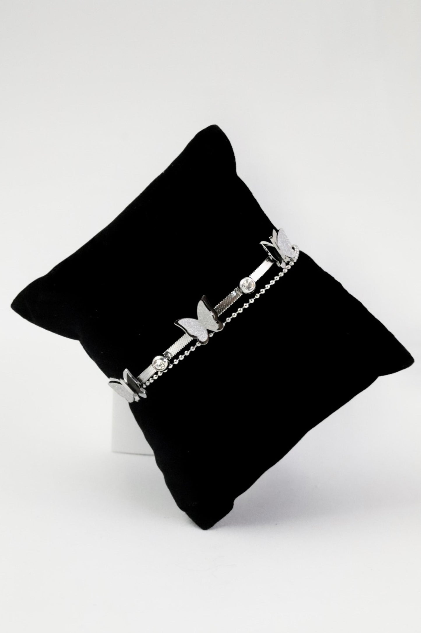 P-Nisa Premium Silver Polish Delicate Butterfly Design With Diamond Studded Bracelet For Women and Girls