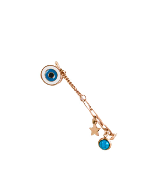 P-Nisa Premium Rose-Gold Polish Evil-Eye Design With Blue Bead Studded Bracelet For Women and Girls