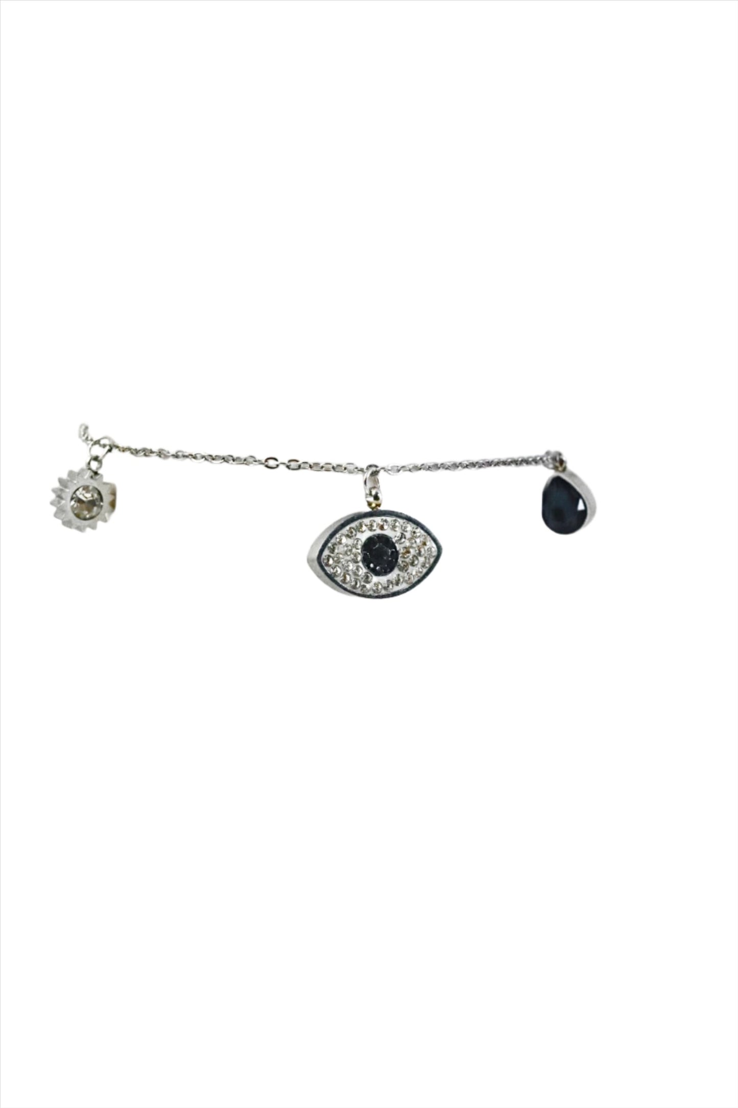 P-Nisa Premium Silver Polish Delicate Evil-Eyes Design With Diamond Studded Bracelet For Women and Girls