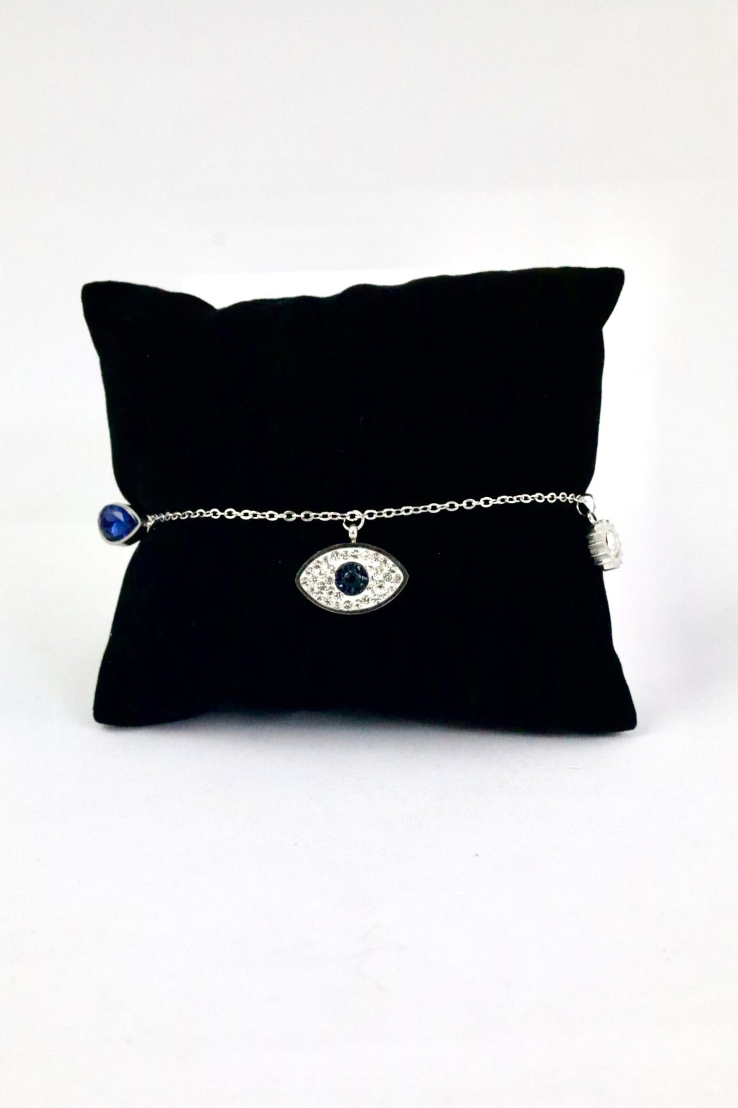 P-Nisa Premium Silver Polish Delicate Evil-Eyes Design With Diamond Studded Bracelet For Women and Girls
