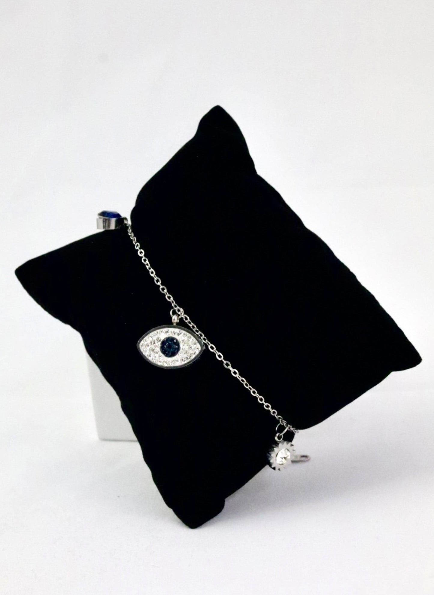 P-Nisa Premium Silver Polish Delicate Evil-Eyes Design With Diamond Studded Bracelet For Women and Girls