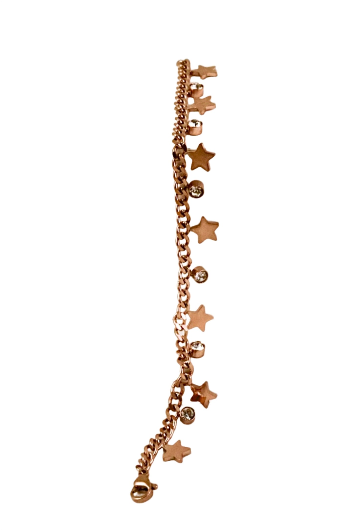 P-Nisa Premium Rose-Gold Polish Sterling Star Design With Diamond Studded Bracelet For Women and Girls