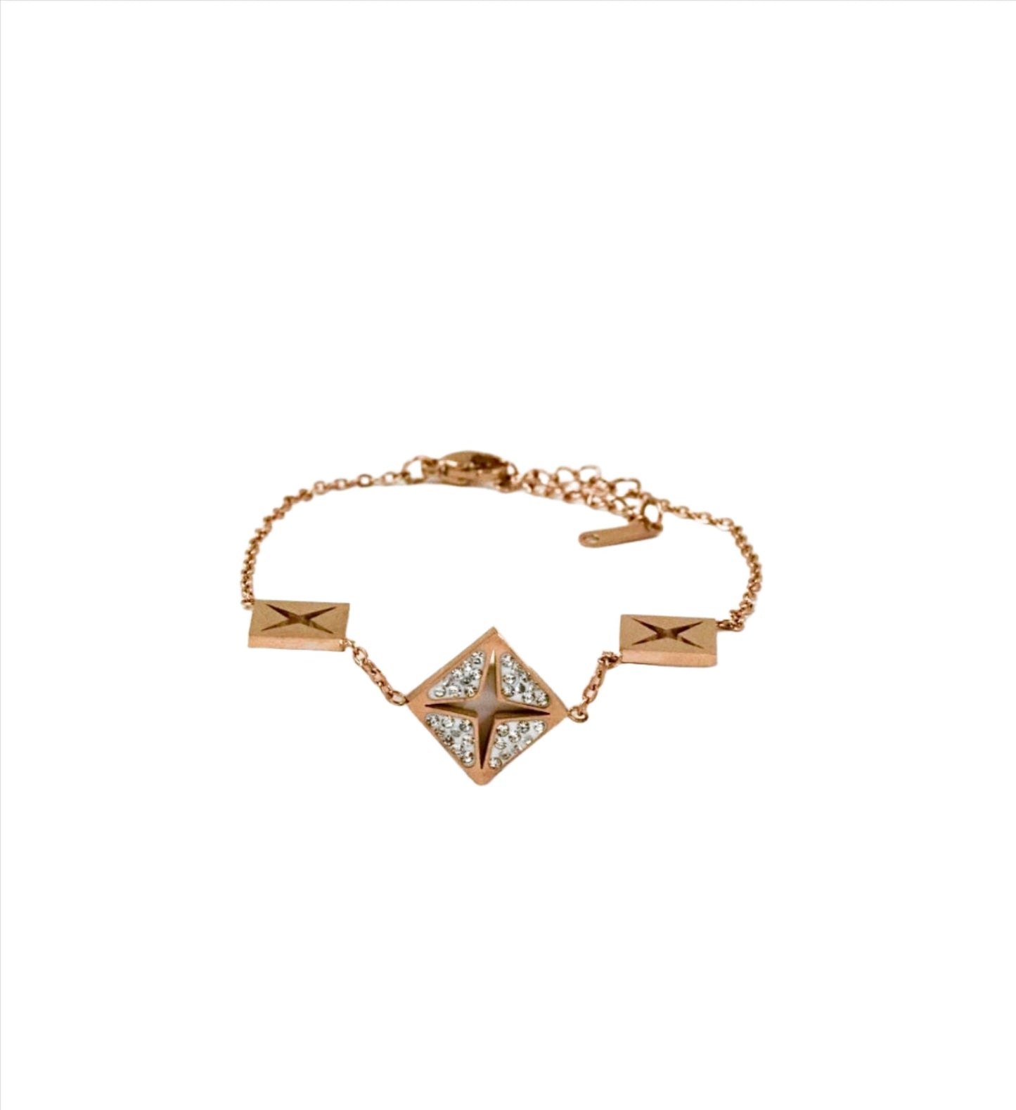 P-Nisa Premium Rose-Gold Polish X-Rohmbus Design With Diamond Studded Bracelet For Women and Girls