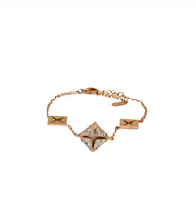 Nisa Premium Rose-Gold Polish X-Rohmbus Design With Diamond Studded Bracelet For Women and Girls