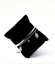 Nisa Premium Silver Polish Evil-Eye Design With Diamond Studded Bracelet For Women and Girls