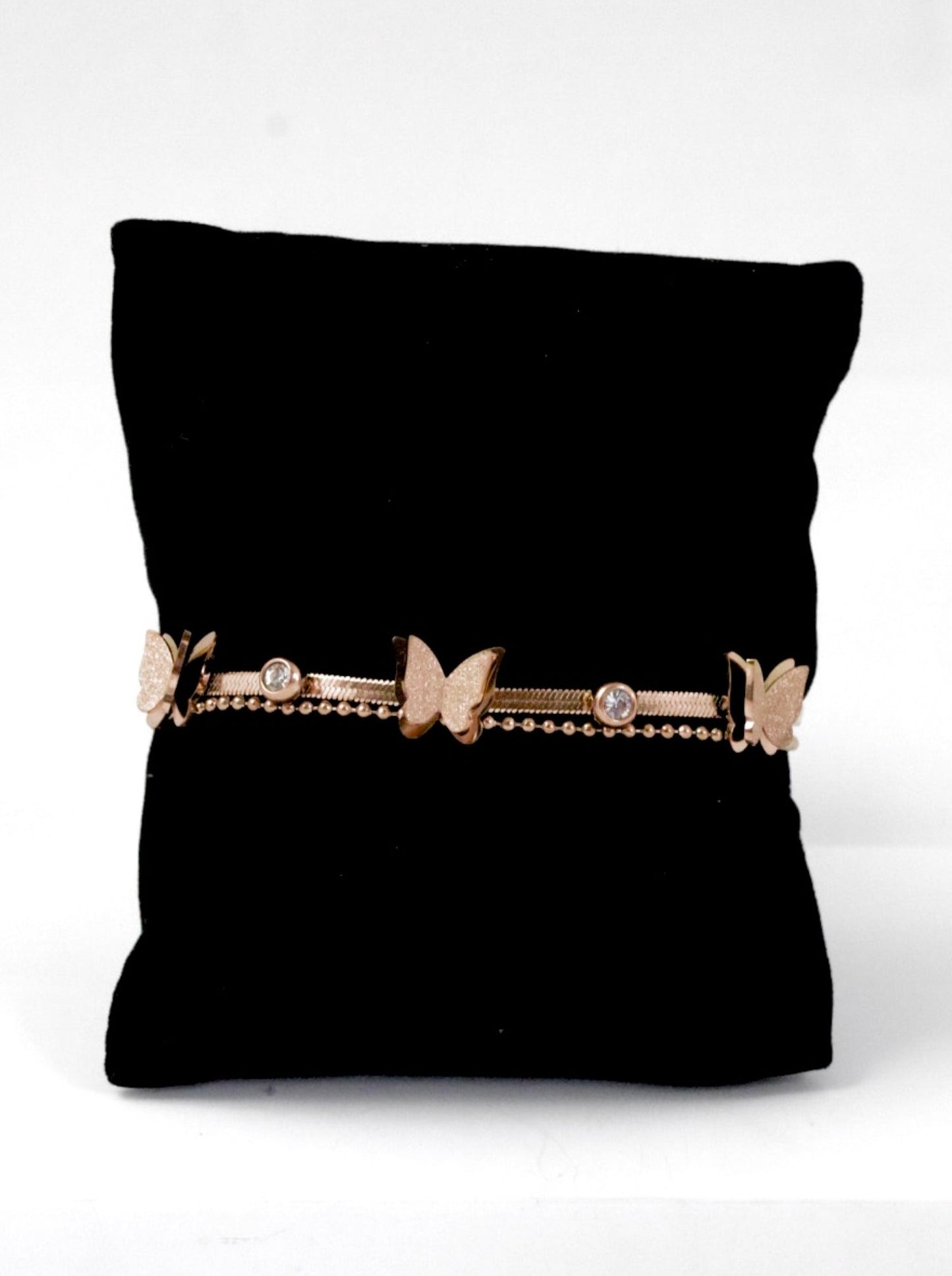 P-Nisa Premium Rose-Gold Polish Delicate Butterfly Design With Diamond Studded Bracelet For Women and Girls
