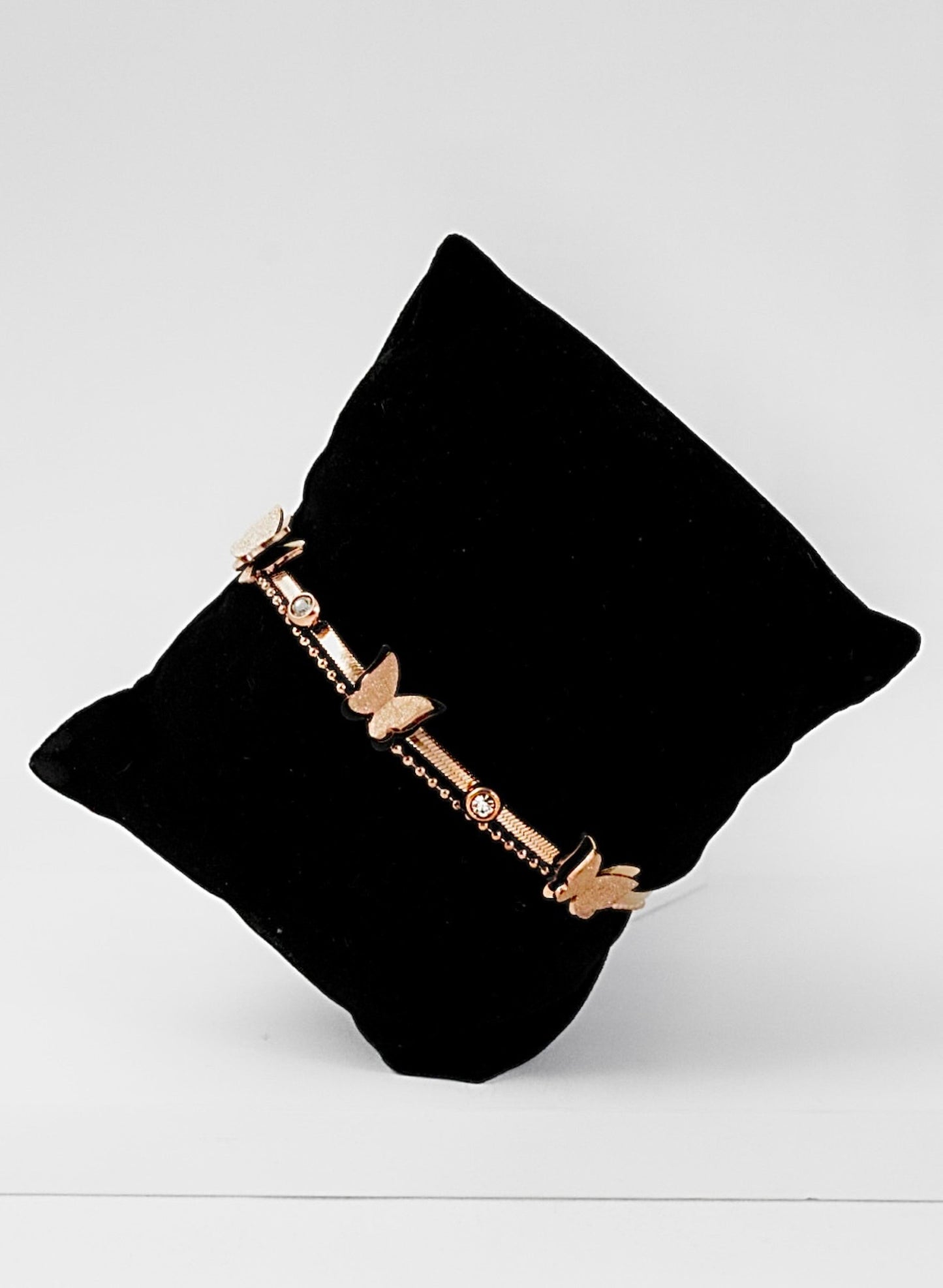 P-Nisa Premium Rose-Gold Polish Delicate Butterfly Design With Diamond Studded Bracelet For Women and Girls