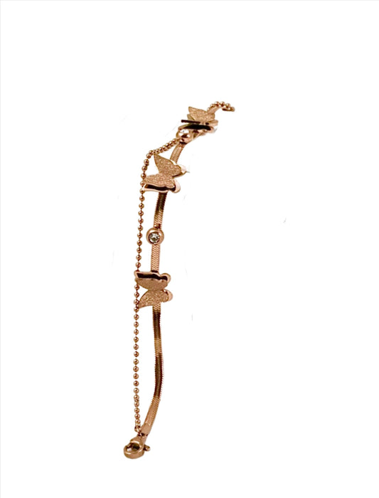 P-Nisa Premium Rose-Gold Polish Delicate Butterfly Design With Diamond Studded Bracelet For Women and Girls