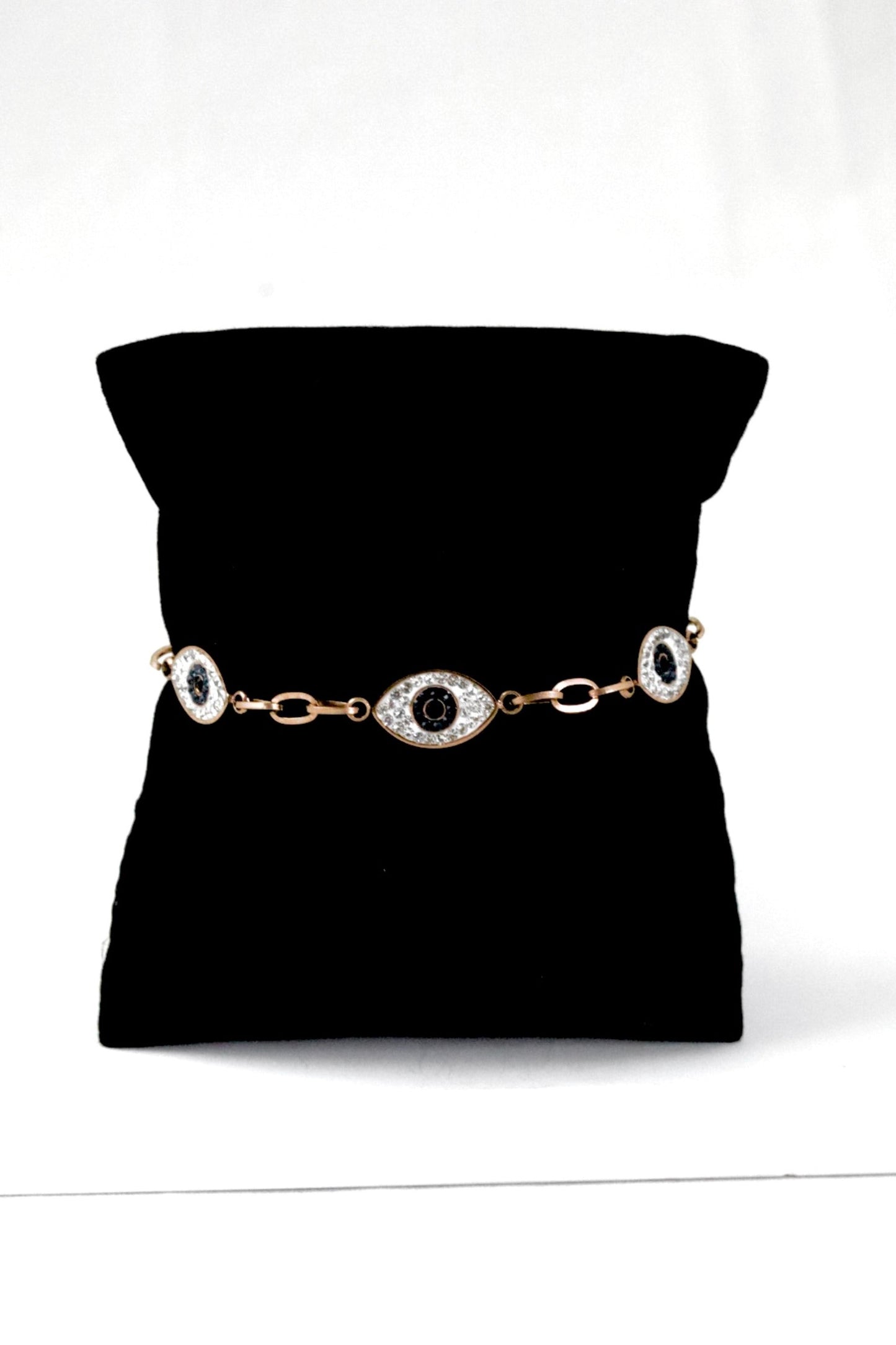 P-Nisa Premium Rose-Gold Polish Evil-Eyes Design With Diamond Studded Bracelet For Women and Girls