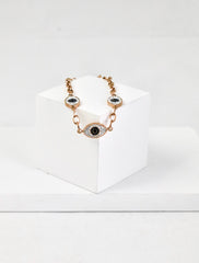 Nisa Premium Rose-Gold Polish Evil-Eyes Design With Diamond Studded Bracelet For Women and Girls