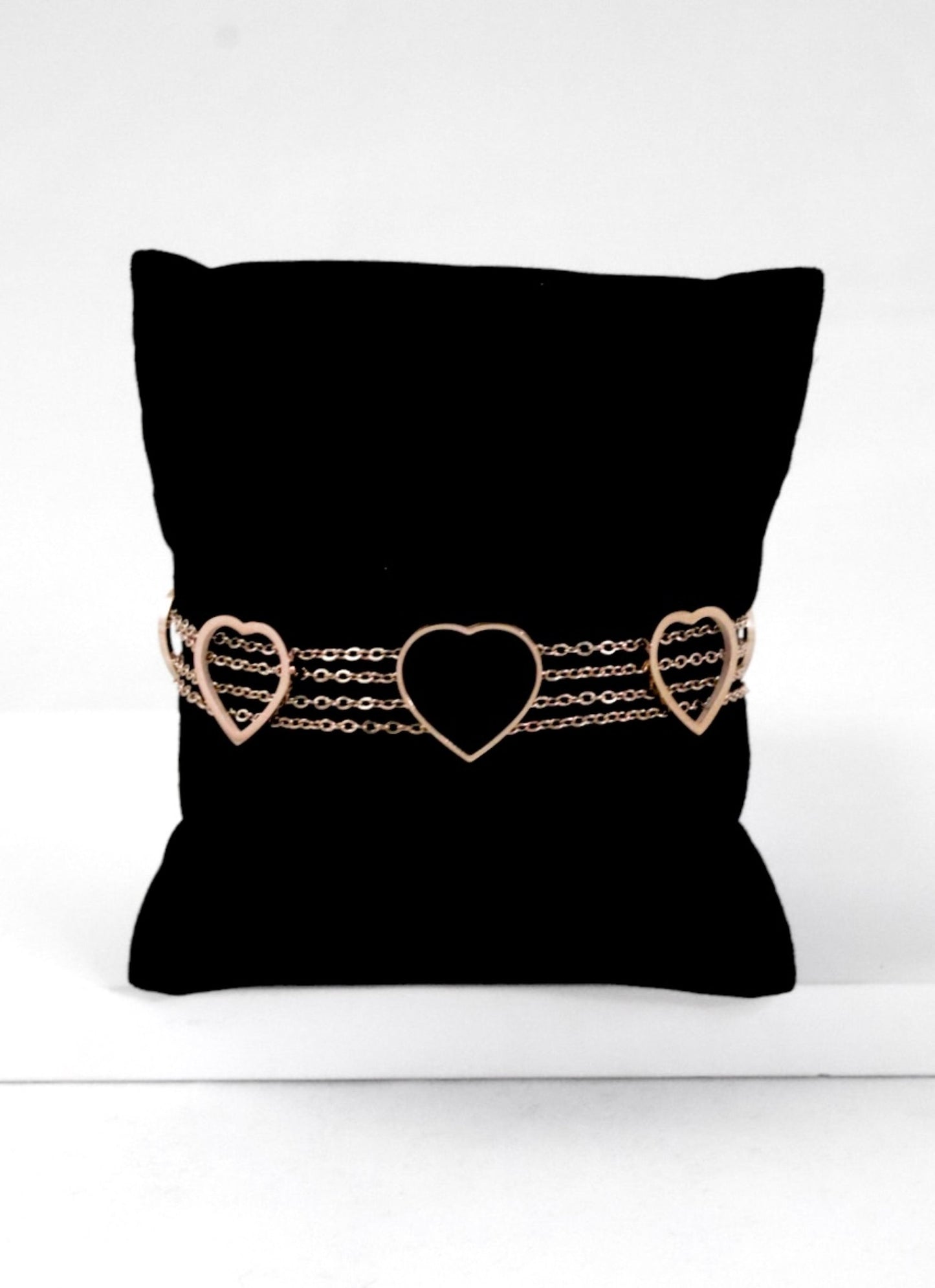 P-Nisa Premium Rose-Gold Polish Delicate Heart Design With Black Ceramic Studded Bracelet For Women and Girls