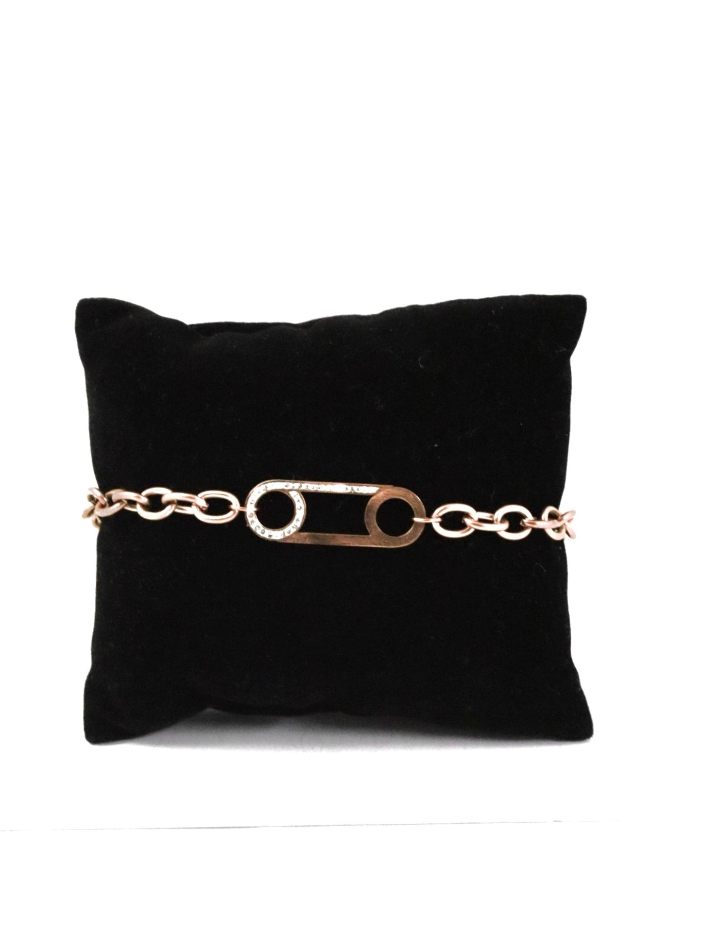 P-Nisa Premium Rose-Gold Polish Delicate Safety-Pin Design With Diamond Studded Bracelet For Women and Girls
