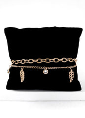 Nisa Premium Rose-Gold Polish Too Delicate Leaf Design With Diamond Studded Bracelet For Women and Girls