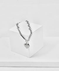 Nisa Premium Silver Polish Charming Heart Design Bracelet For Women and Girls
