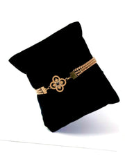 Nisa Premium Rose-Gold Polish Sterling Moon-Star & Heart Design Bracelet For Women and Girls