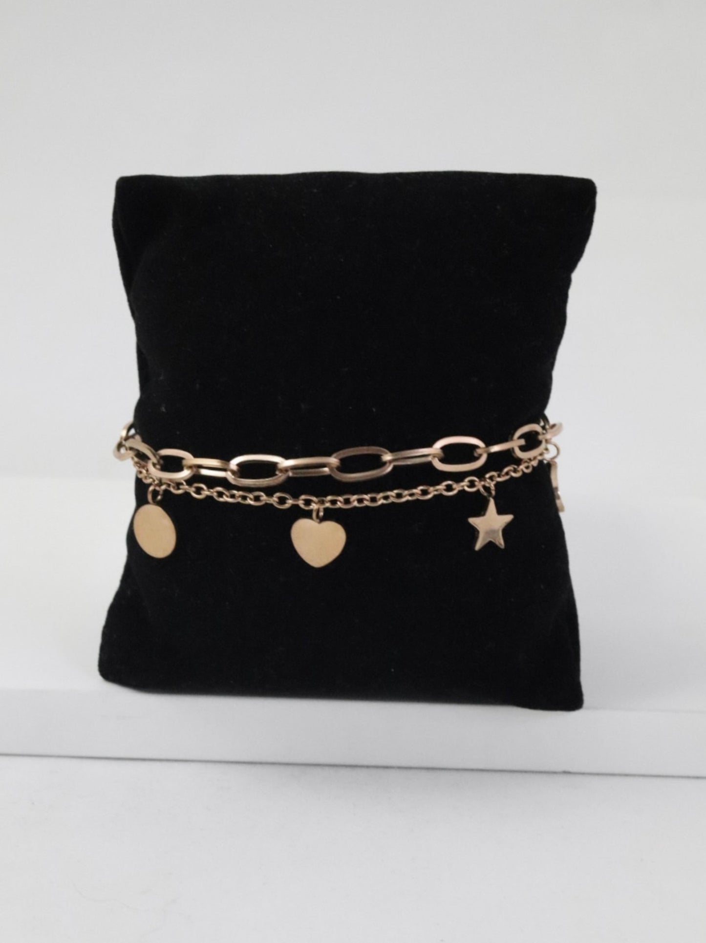 P-Nisa Premium Rose-Gold Polish Sterling Moon-Star & Heart Design Bracelet For Women and Girls