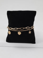 Nisa Premium Rose-Gold Polish Sterling Moon-Star & Heart Design Bracelet For Women and Girls
