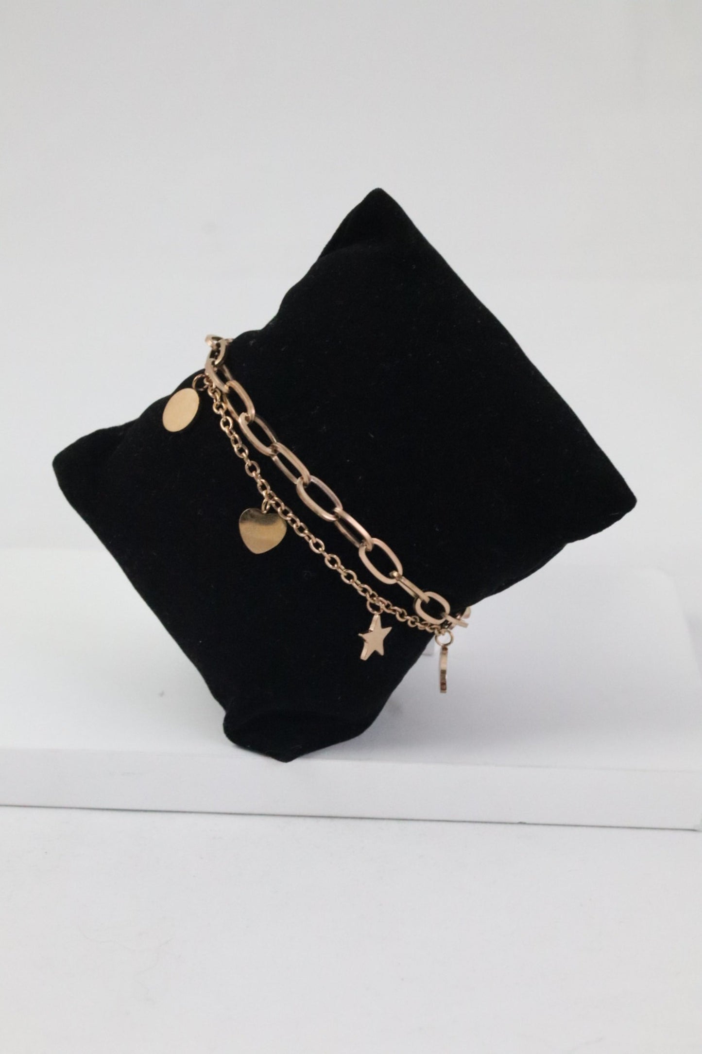 P-Nisa Premium Rose-Gold Polish Sterling Moon-Star & Heart Design Bracelet For Women and Girls