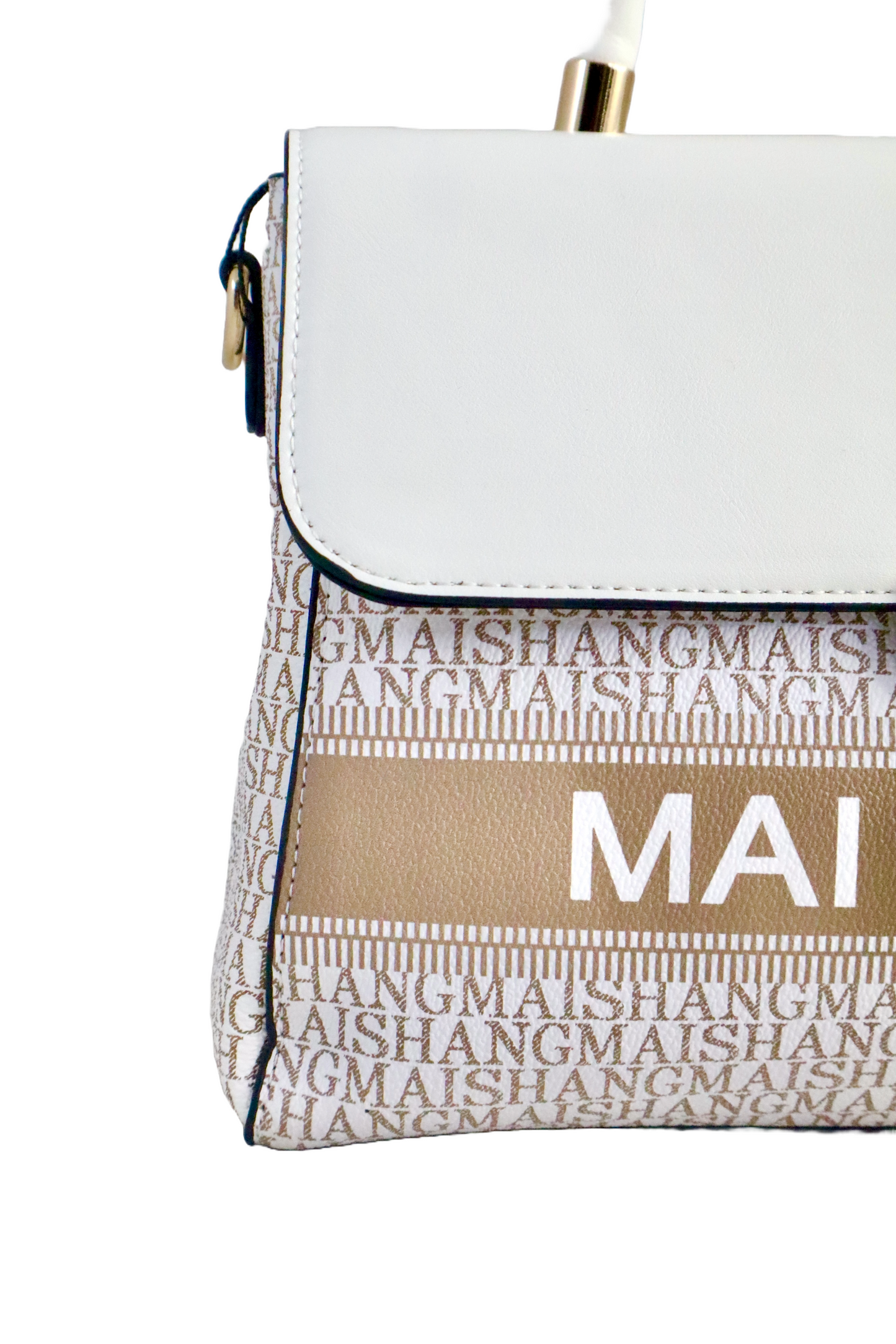 P-Premium Mai Shang Genuine Leather Handbag in White with Sling