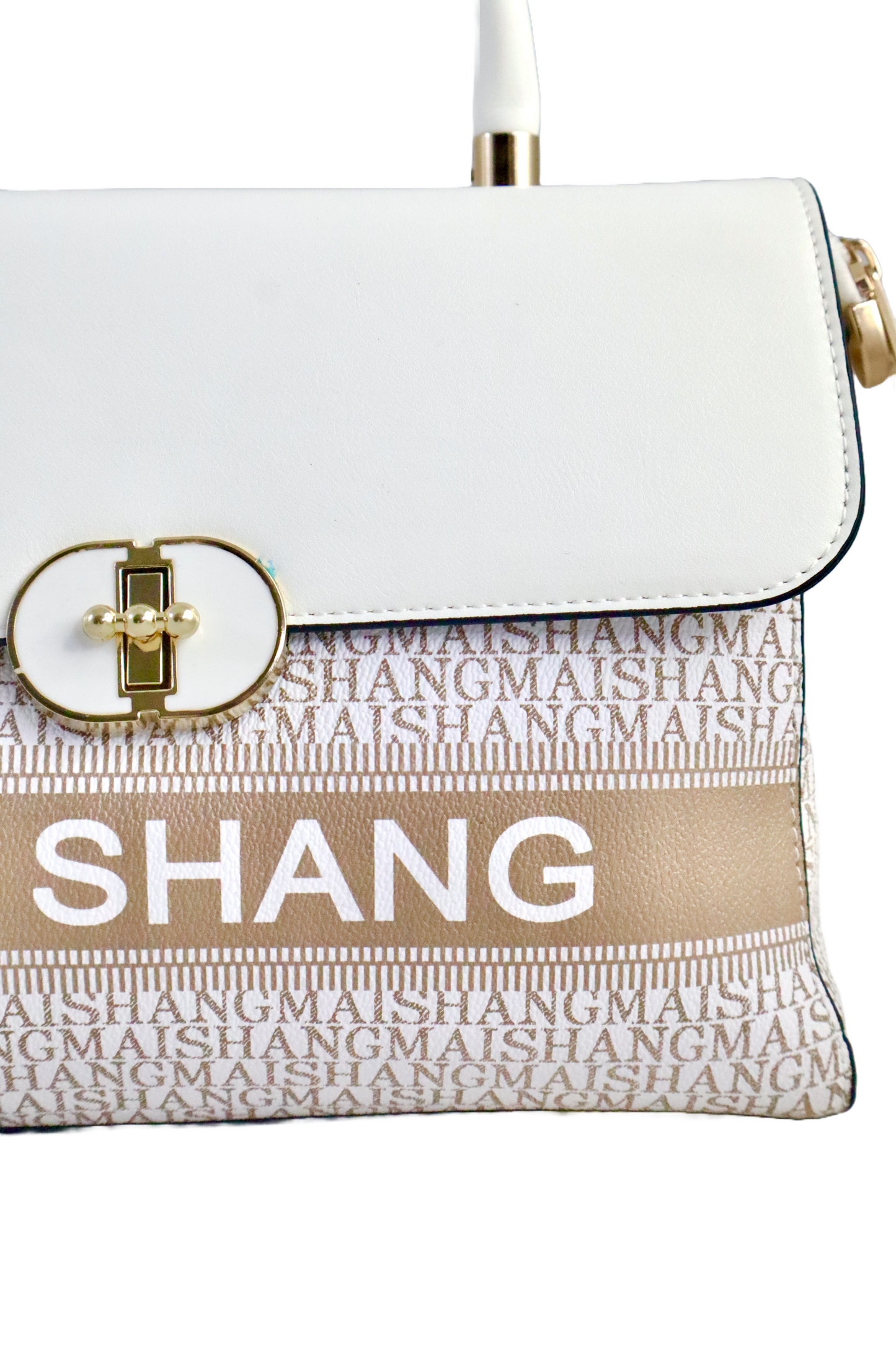 P-Premium Mai Shang Genuine Leather Handbag in White with Sling