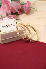 Nisa High Golden Polish White stone Design Bangles For Women and Girls.