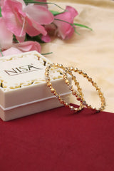 Nisa High Golden Polish White Stone  Design Bangles For Women and Girls.